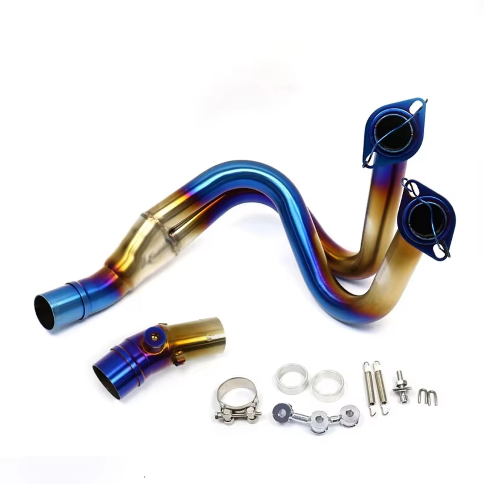 AUTEBGV Motorrad Mittelrohr Für ER6N ER6F Ninja650 2012-2023 Motorradauspuff Für Escape Modify 51MM Front Middle Link Pipe Schalldämpfer Motorrad Auspuffrohradapter(Blue) von AUTEBGV