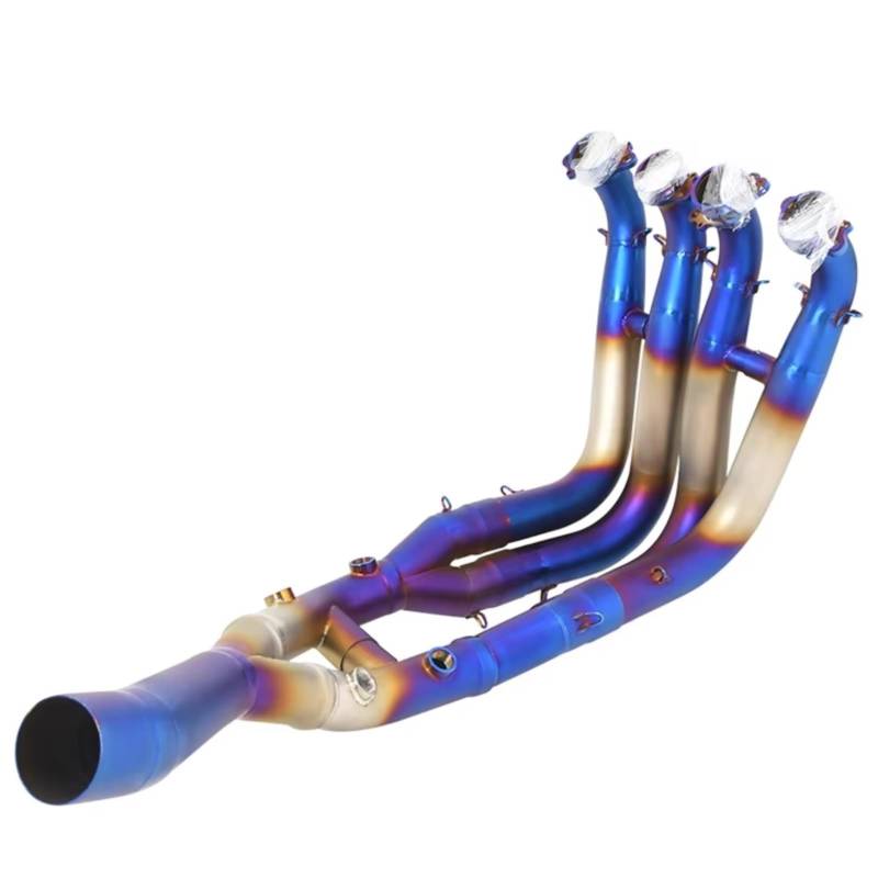 AUTEBGV Motorrad Mittelrohr Für S1000RR S1000R 2019 2020 2021 2022 Motorradauspuff Vorne Link Rohr Modifiziert Für Flucht Rohr Anschluss 60mm Schalldämpfer(Blue) von AUTEBGV