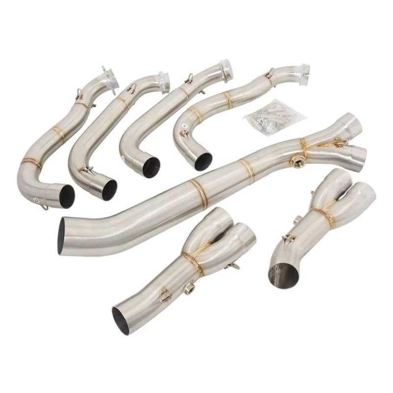 AUTEBGV Motorrad Mittelrohr Für S1000RR S1000r 2010-2018 Vollsystem-Motorradauspuff Für Escape Moto Header Front Link Pipe Für Connect 60mm Schalldämpfer(Silver) von AUTEBGV