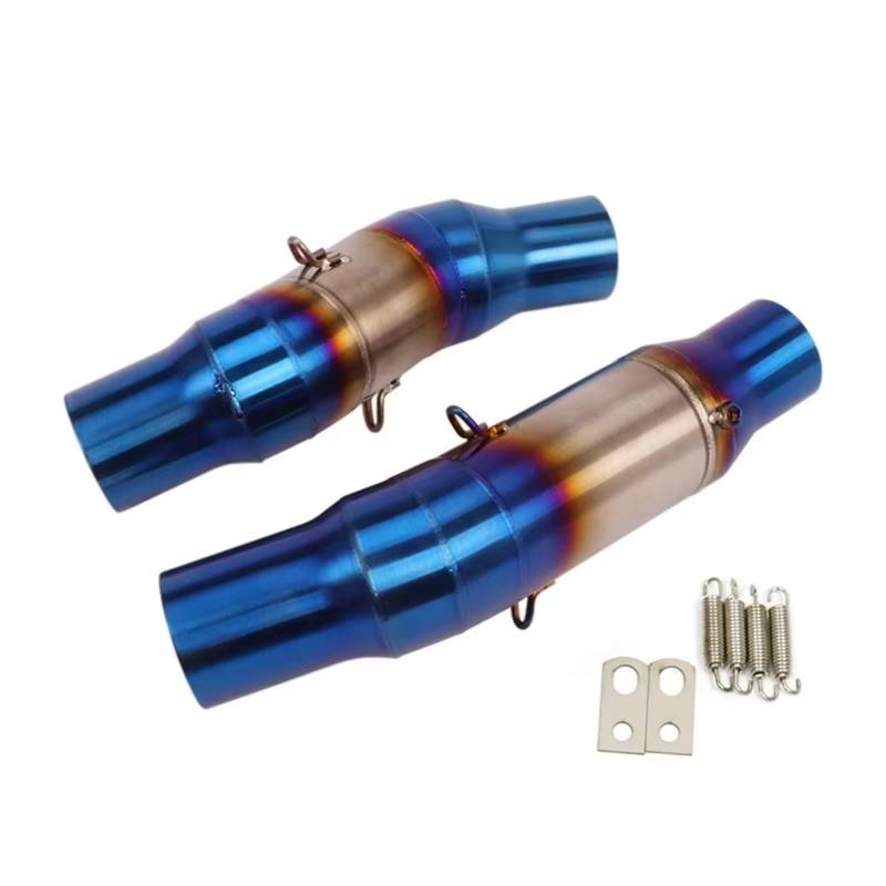 AUTEBGV Motorrad Mittelrohr Für Z1000 Z1000SX 2010-2020 Motorrad-Auspuffschalldämpfer-Verbindungs-Mittelrohr 51mm Motorrad-Auspuffrohr-Endrohr(Blue) von AUTEBGV