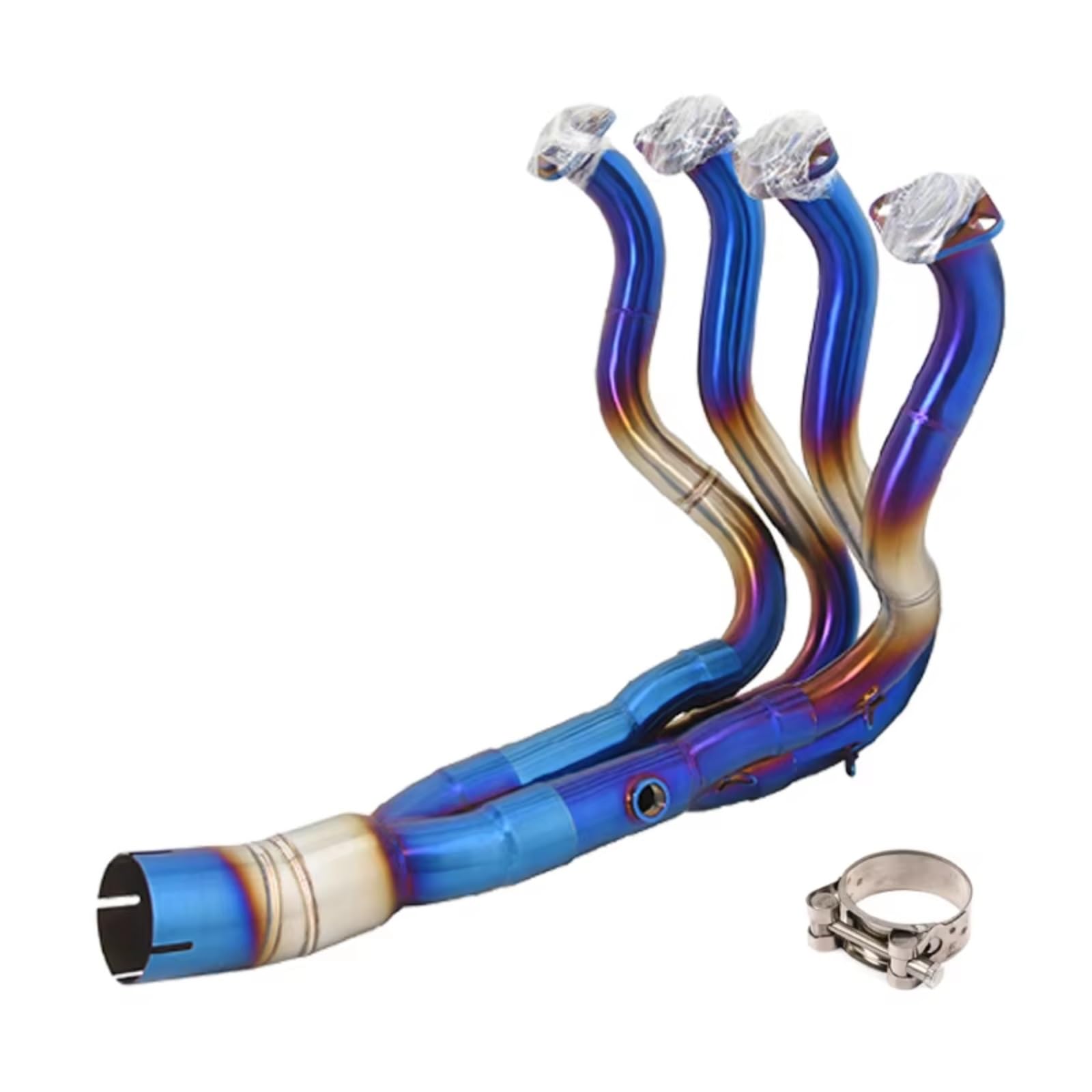 AUTEBGV Motorrad Mittelrohr Für ZX6R 636 2009-2022 Motorradauspuffanlage Ändern Schalldämpfer Für Escape Front Für Connect Link Pipe Slip-On(Blue) von AUTEBGV
