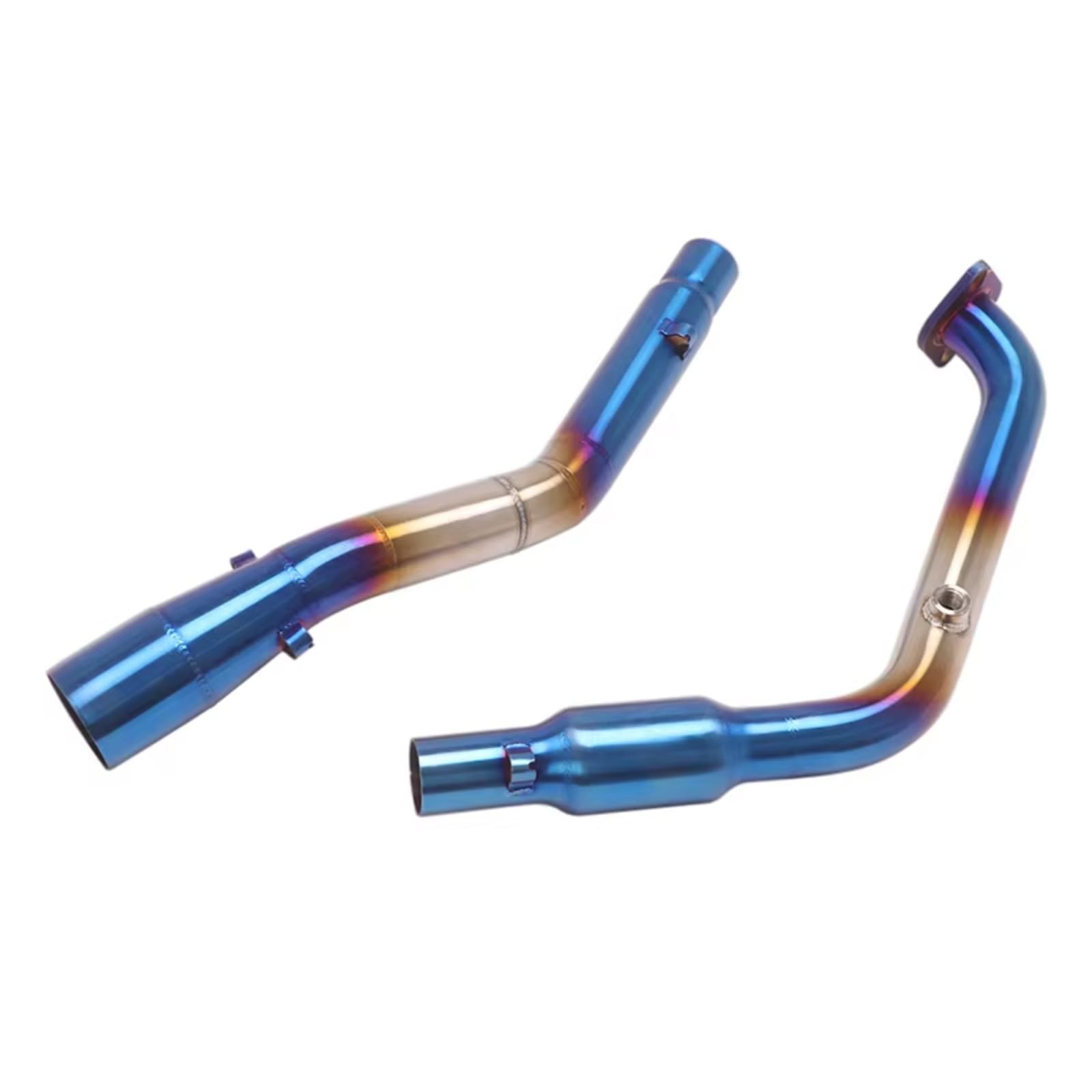 AUTEBGV Motorrad Mittelrohr Kompatibel Mit Yamaha Für YZF-R15 V3 R125 MT125 2020 2021 Motorrad-Auspuffanlage Moto Für Escape Modifiziertes Front-Link-Rohr Mit Katalysator(Blue) von AUTEBGV