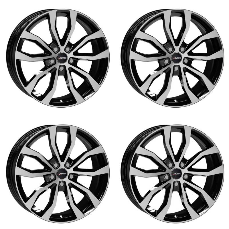 4x AUTEC Felgen Alufelgen UTECA 7.5x17 ET43 5x108 Schwarz poliert kompatibel mit DS Automobiles DS 7 von AUTEC