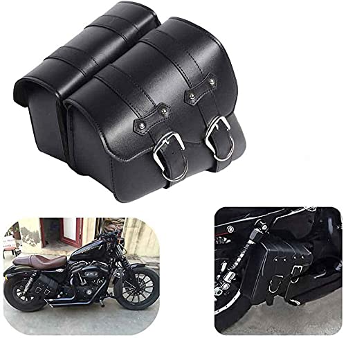 1 Paar Motorrad Satteltaschen Leder Abnehmba Wasserdichte Schwarz Universal für Harley Motorrad Satteltasche Triangle Bag Kit von Krtopo