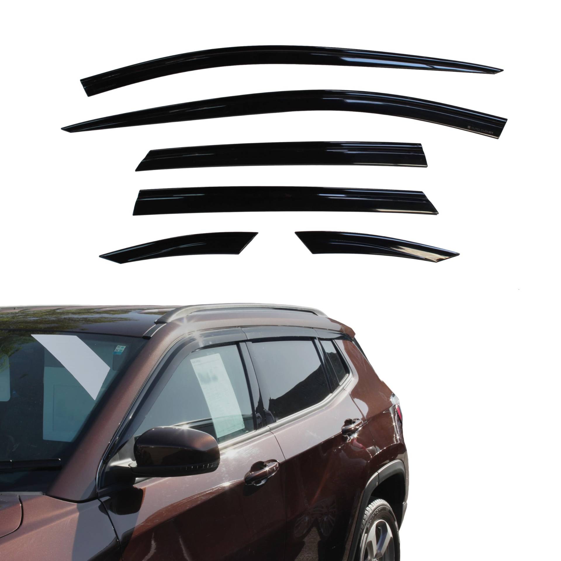 AUTO CLOVER Windabweiser Set für Jeep Compass 2017+ (6 Stück) von AUTO CLOVER
