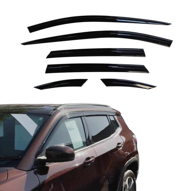 AUTO CLOVER Windabweiser Set für Jeep Compass 2017+ (6 Stück) von AUTO CLOVER