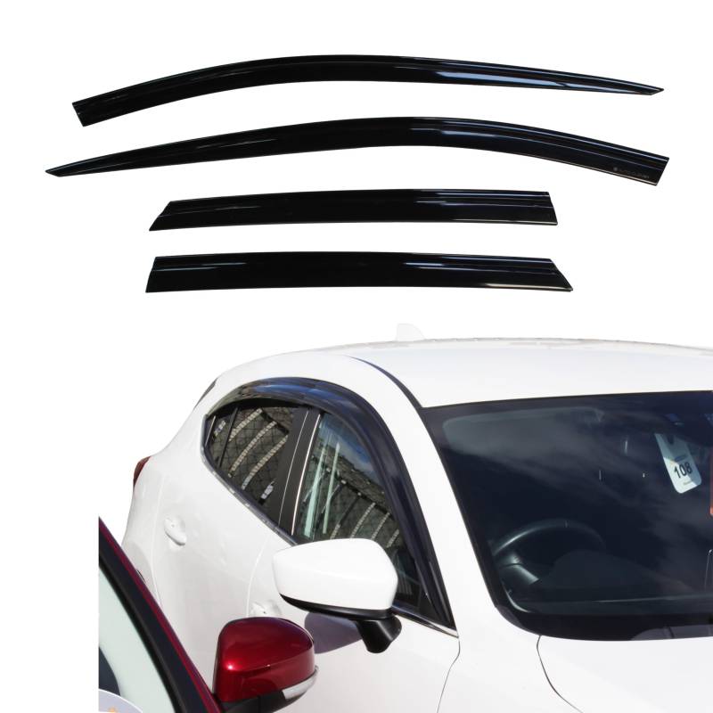 AUTO CLOVER Windabweiser-Set, 4-teilig, Schwarz, Modern, Selbstklebend, fr PKW, Sedan von AUTO CLOVER