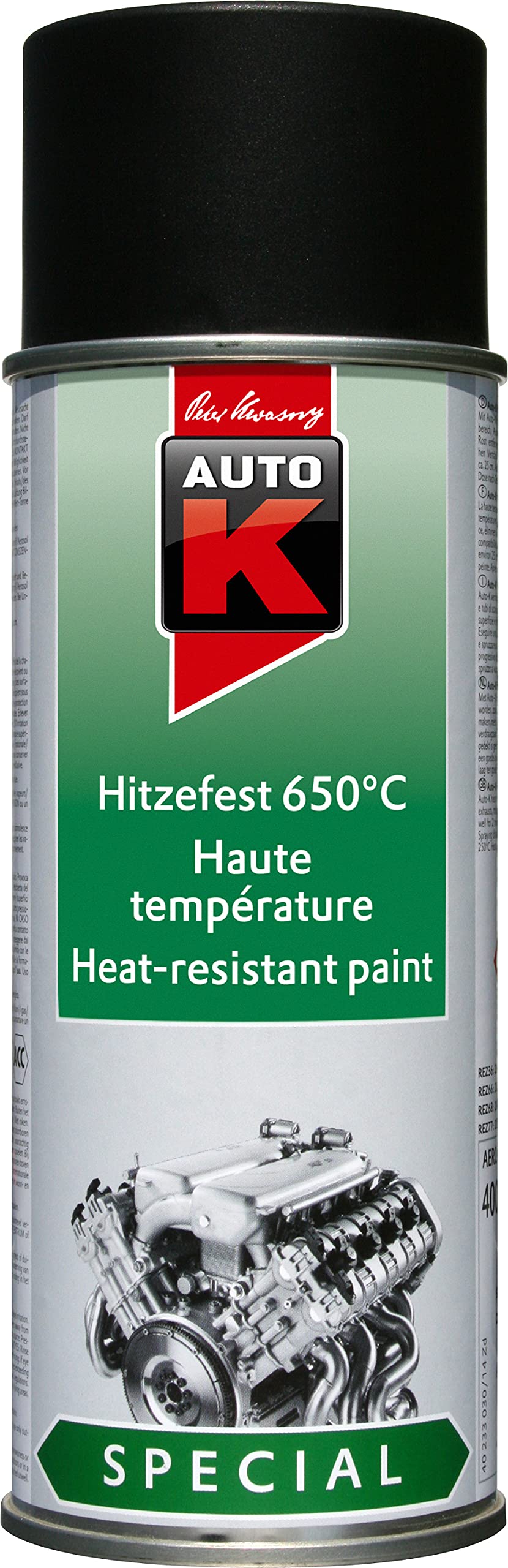 AutoK Special - Hitzefester Speziallack, 400 ml, schwarz -Hoch hitzebeständig bis 650°C, ideal für Motoren oder Grills von AutoK