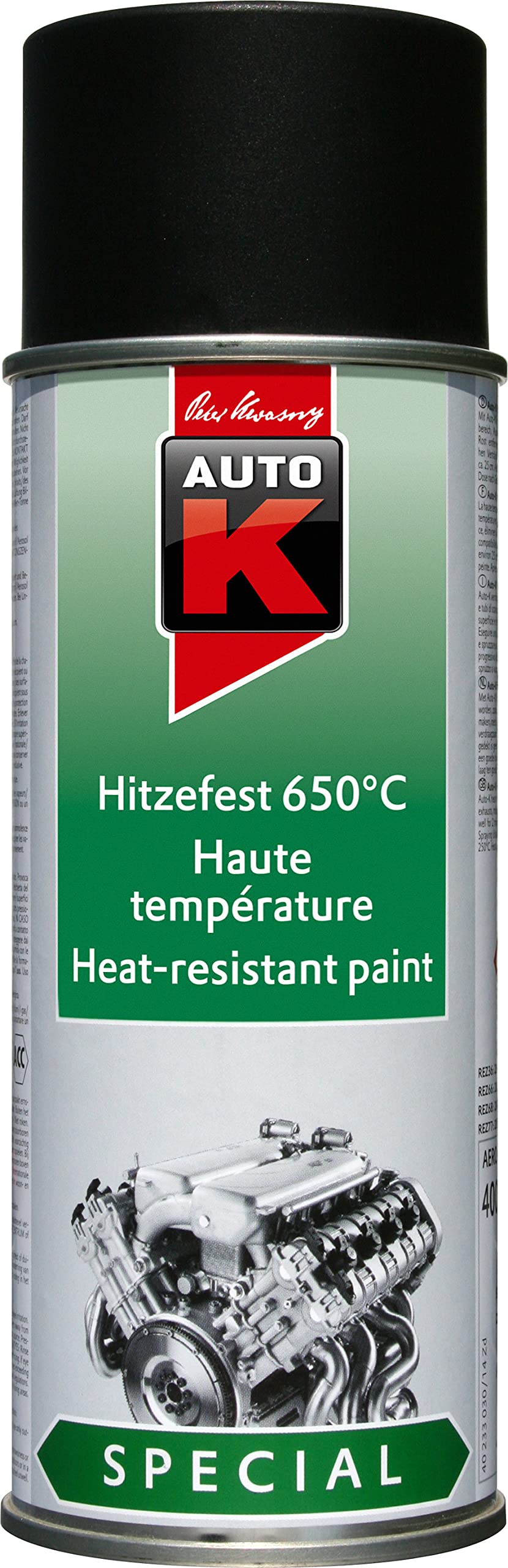 AutoK Special - Hitzefester Speziallack 650°C, 400 ml, schwarz -Hoch hitzebeständig bis 650°C, ideal für Motoren oder Grills AutoK Special - Hitzefester Speziallack 650°C, 400 ml, schwarz -Hoch hitzebeständig bis 650°C, ideal für Motoren oder Grills von AutoK