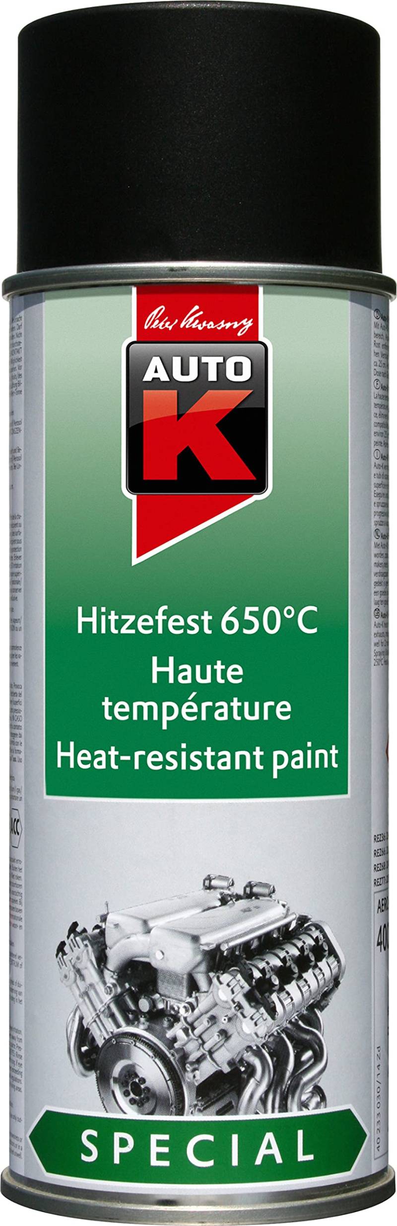 AutoK Special - Hitzefester Speziallack 650°C, 400 ml, schwarz -Hoch hitzebeständig bis 650°C, ideal für Motoren oder Grills von AutoK