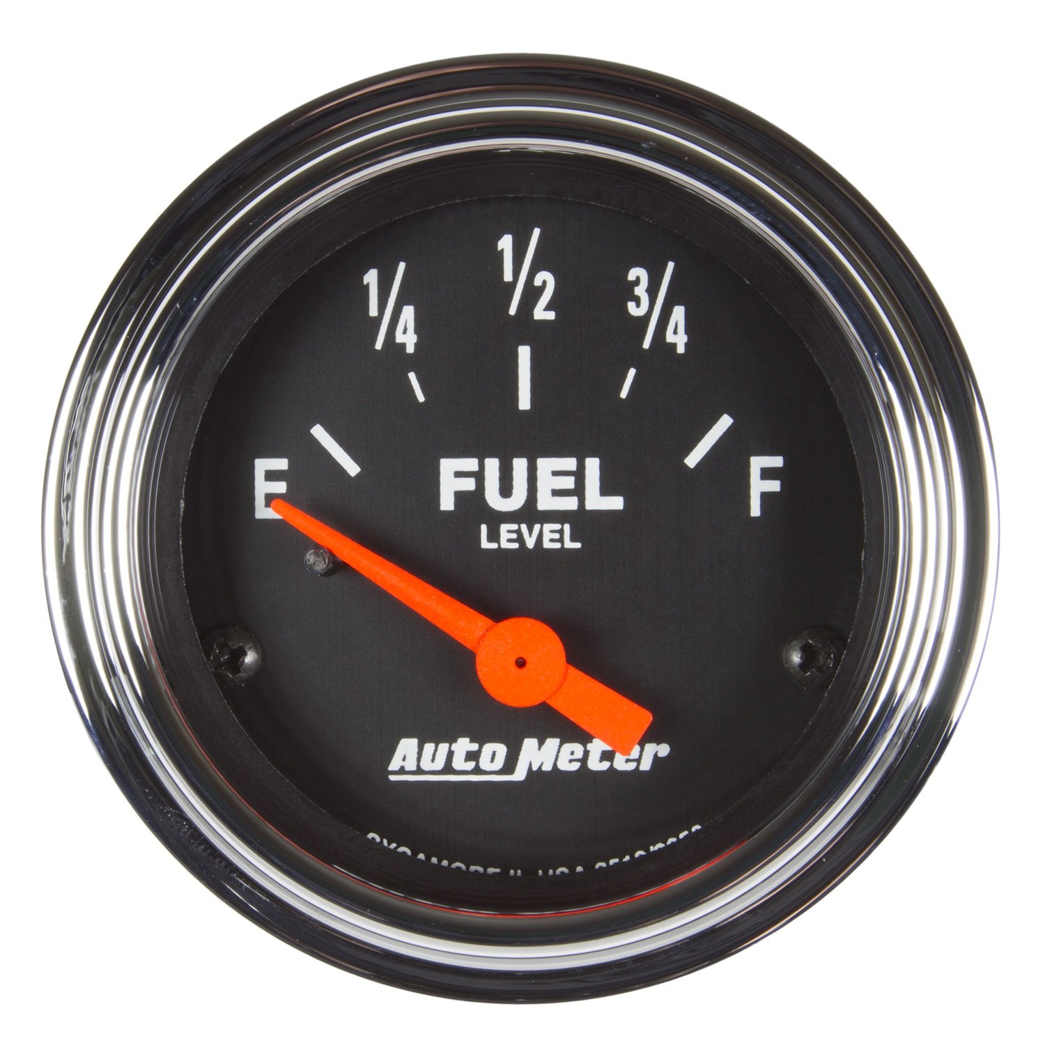 AutoMeter 2519 Gauge, Kraftstoffstand, 2 1/16 Zoll, 73Ωe bis 10Ωf (Aftermarket Linear), Elec, Trad Chrome von AUTO METER