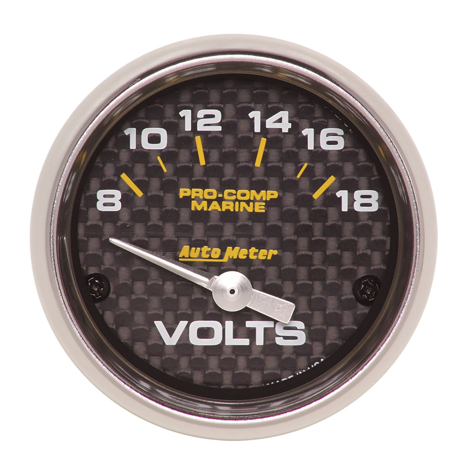 AutoMeter Gauge, Voltmeter, 2 1/16 Zoll, 18 V, elektrisch, Marine-Kohlefaser (200756-40) von AUTO METER
