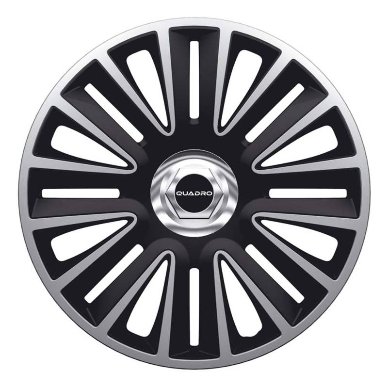 AUTO-STYLE Satz Radzierblenden Quadro Pro 15-Zoll Silber/Schwarz + Chrom Ringe von AUTO-STYLE