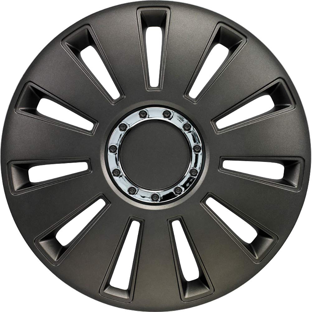 AUTO-STYLE Satz Radzierblenden Silverstone Pro 14-Zoll Gun-Metal + Chrom Ringe von AUTO-STYLE