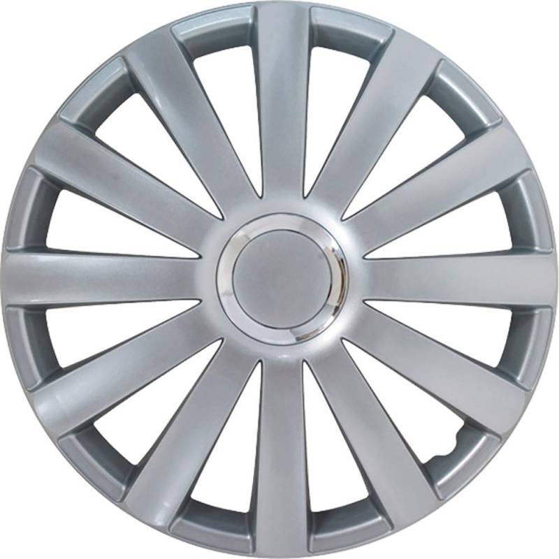 AUTO-STYLE Satz Radzierblenden Spyder 17-Zoll Silber + Chrom Ringe von AUTO-STYLE