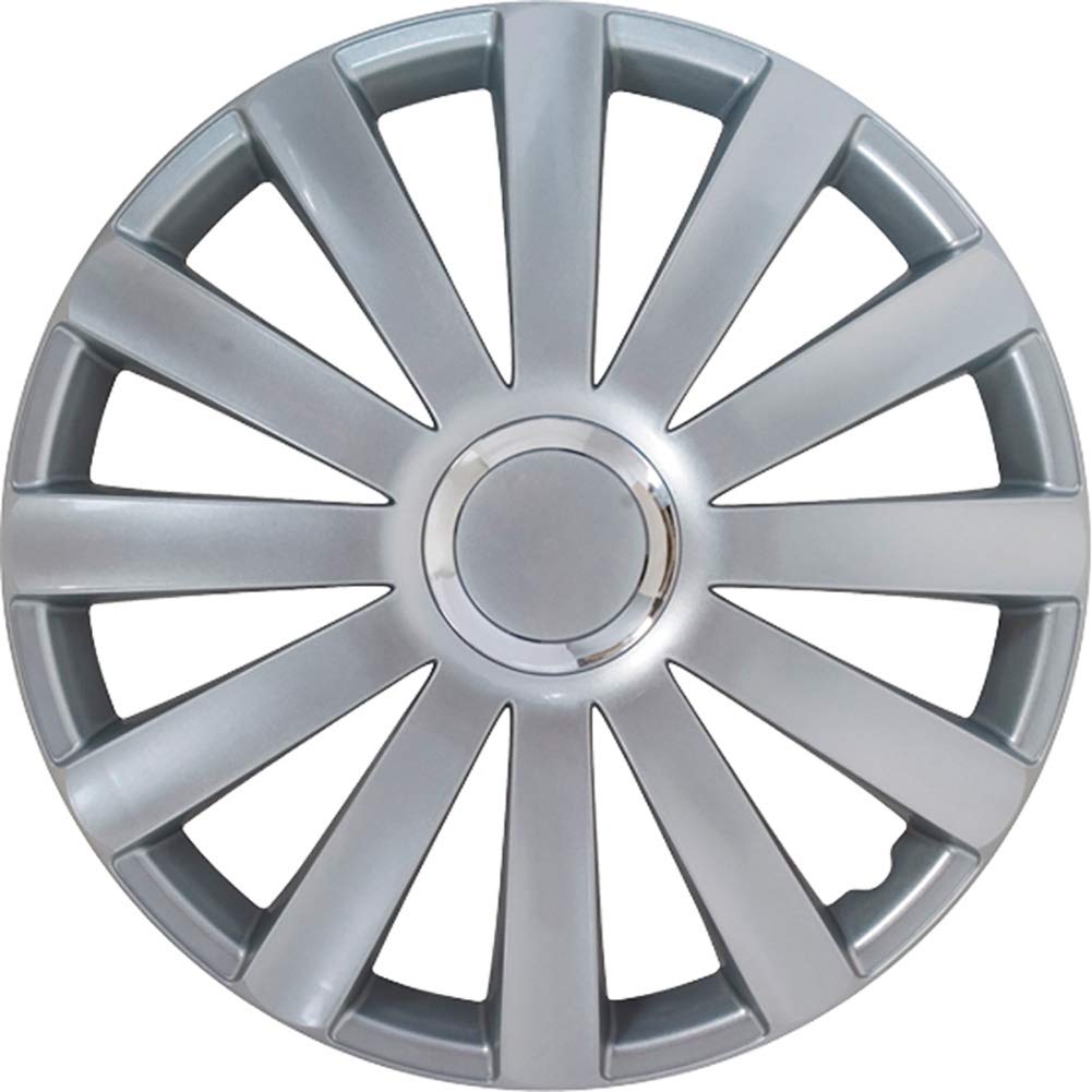 AUTO-STYLE Satz Radzierblenden Spyder 17-Zoll Silber + Chrom Ringe von AUTO-STYLE