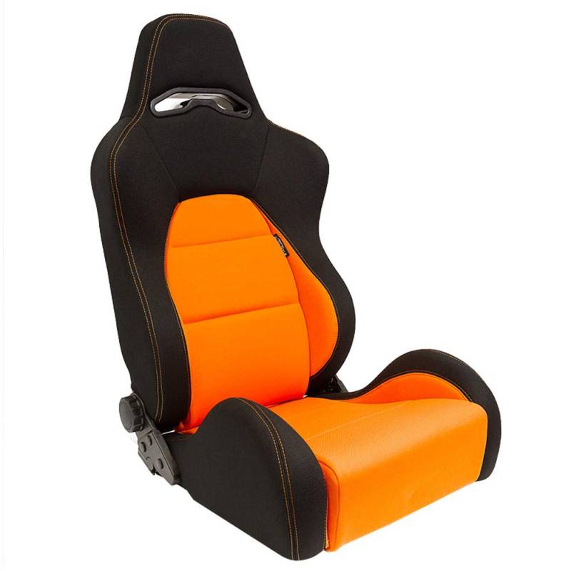 AUTO-STYLE Sportsitze 'Eco' - Schwarz/Orange - Doppelseitig Verstellbare Rückenlehne - inkl. Laufschienen von AUTO-STYLE