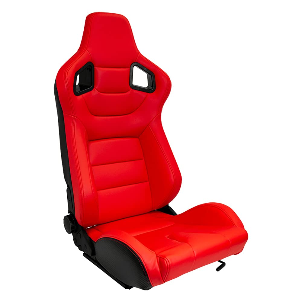 AUTO-STYLE Sportsitze 'RK' - Rot Kunstleder - Doppelseitig Verstellbare Rückenlehne - inkl. Laufschienen von AUTO-STYLE