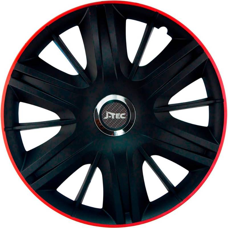 Satz J-Tec Radzierblenden Maximus GTR 16-Zoll Schwarz/Rot + Chrom Ringe von AUTO-STYLE