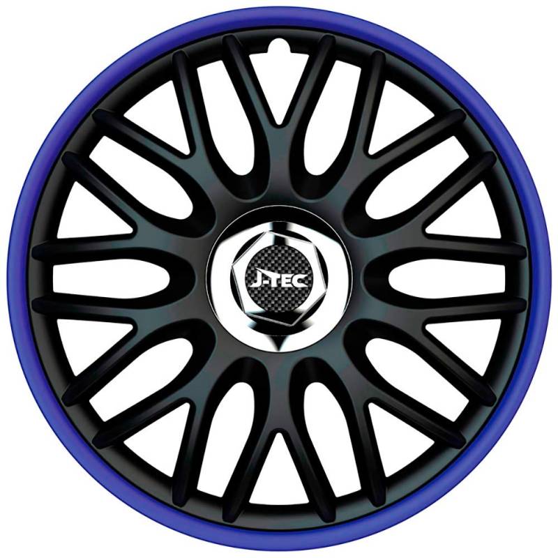 Satz J-Tec Radzierblenden Orden R 15-Zoll Schwarz/Blau + Chrom Ringe von AUTO-STYLE