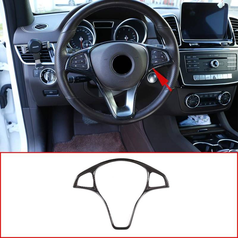 ABS Auto Lenkrad Dekoration Rahmen Abdeckung Trim für Benz C, E, B Klasse, GLC, CLA, GLA, GLS, GLE W205 W213 X253 C117 X156 2015-2018 Autozubehör (Kohlefaser) von AUTO-spro