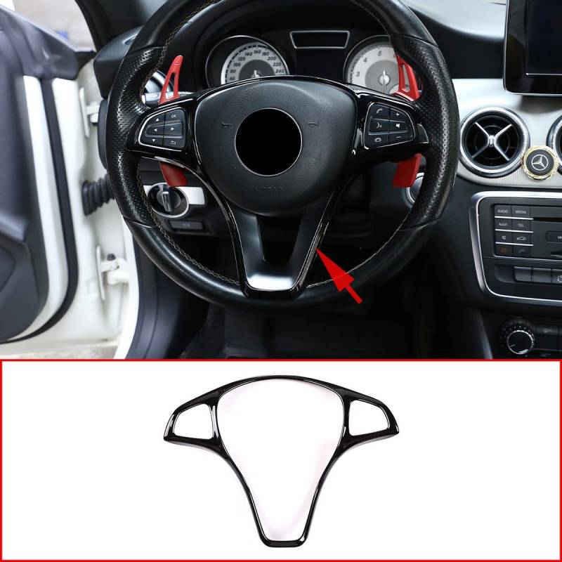 ABS Auto Lenkrad Dekoration Rahmen Abdeckung Trim für Benz C, E, B Klasse, GLC, CLA, GLA, GLS, GLE W205 W213 X253 C117 X156 2015-2018 Autozubehör (Schwarz) von AUTO-spro