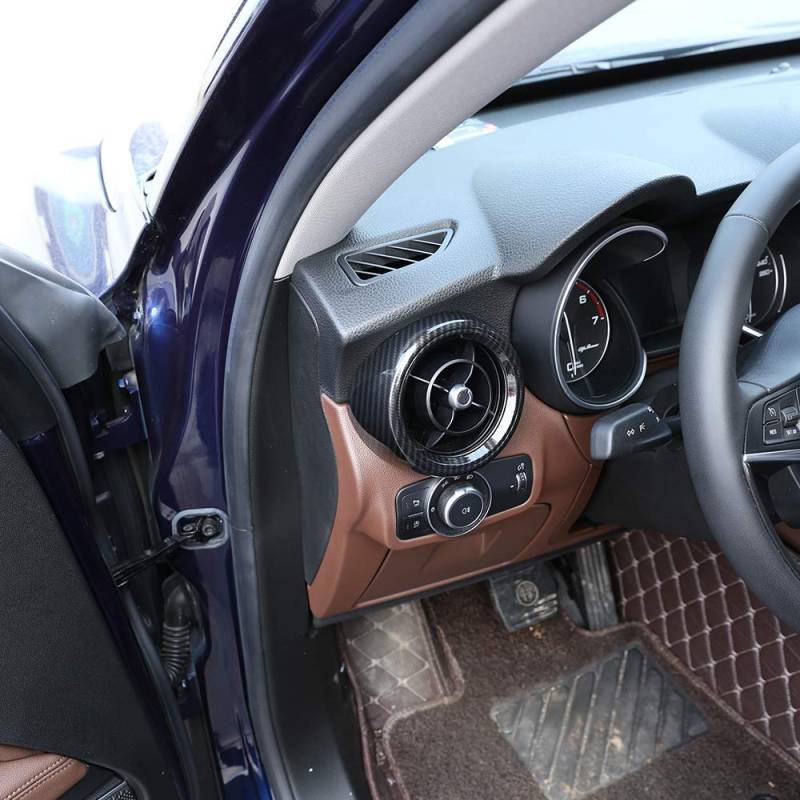 AUTO-spro Für Alfa Romeo Stelvio 2017–2018 Carbonfaser-Stil ABS Seiten-Klimaanlage Entlüftungsauslass Abdeckung Verkleidung von AUTO-spro