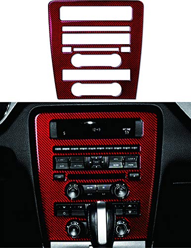 AUTO-spro Karbonfaser-Aufkleber, Zentralsteuerung, CD-Panel, Verkleidung für Mustang 2009, 2010, 2011, 2012, 2013 (nicht ausklappbar, rot) von AUTO-spro