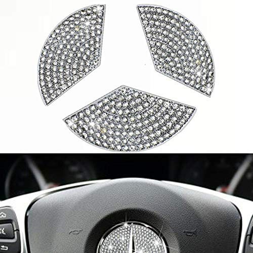 Auto-Innenverkleidung, Lenkrad-Logo, Strasssteine, Kristall-Bling-Zubehör, passend für Benz (Silber, 49 mm (2016–2020)) (Silber, 45 mm) von AUTO-spro