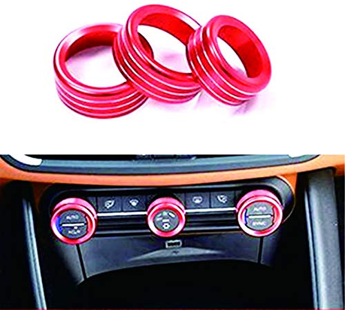 Auto-Innenverkleidung Klimaanlage Knaufabdeckung passend für Alfa Romeo Giulia Stelvio Zubehör (rot) (rot) von AUTO-spro