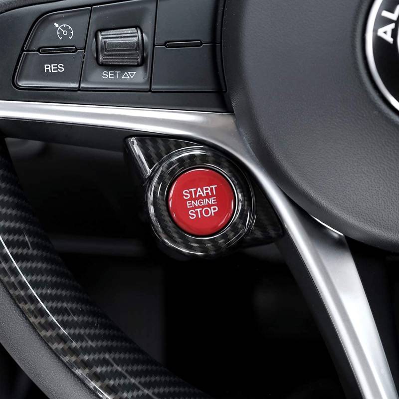 Für Romeo Giulia Stelvio 2017–2019 ABS Kunststoff Auto Start Motor Stop Abdeckung Trim Zubehör (Kohlefaser) von AUTO-spro