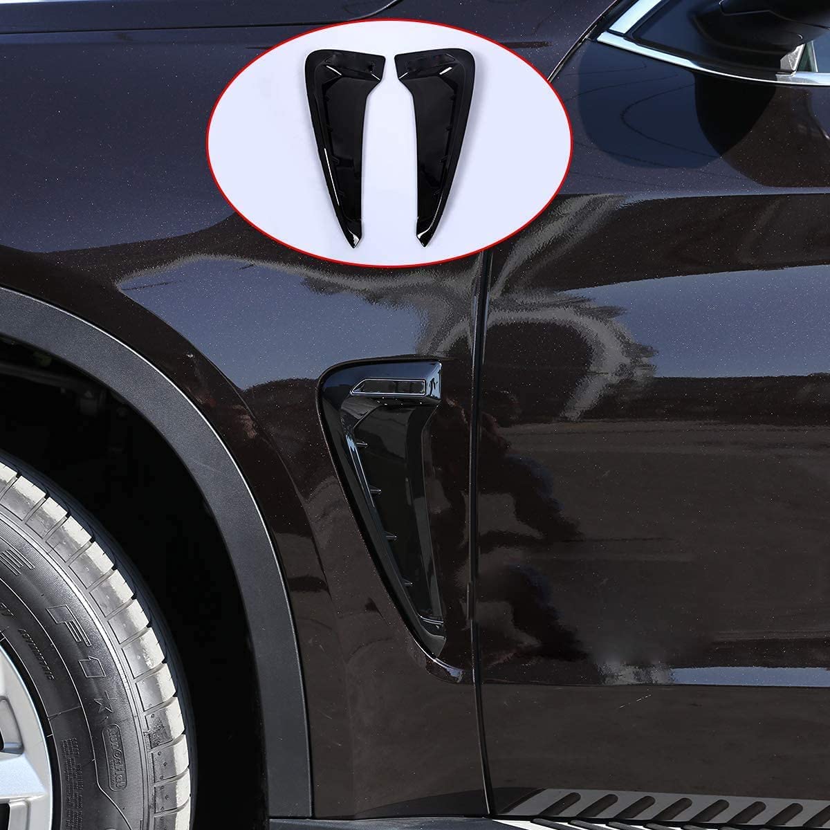 Für Xdrive Emblem Logo für X5 F15 X5M F85 2014-2018 Shark Gills Side Fender Vent Dekoration 3D Aufkleber Auto Zubehör Auto-Styling (Schwarz + While) von AUTO-spro