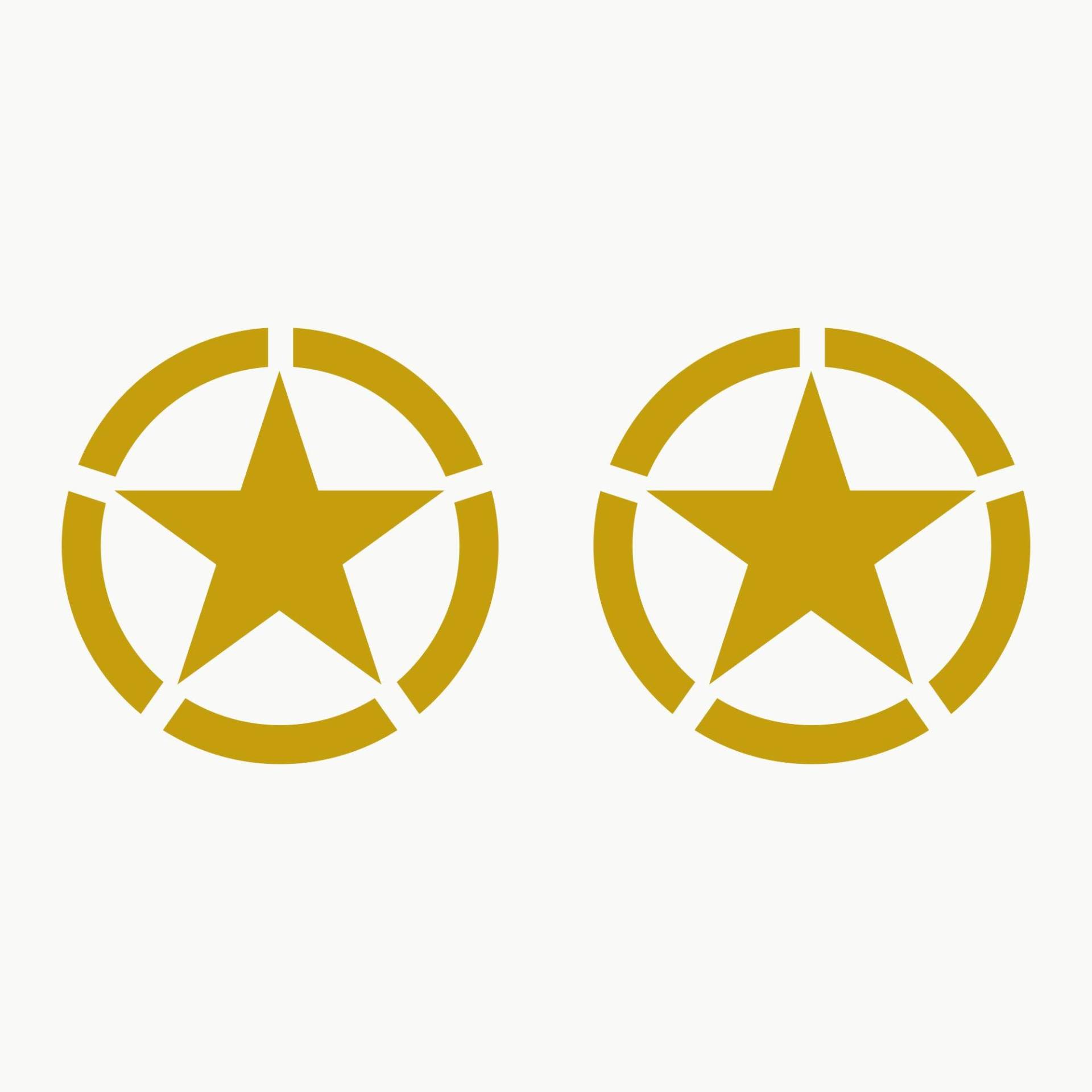 Autodomy Pack mit 2 Sticker Sterne | Militär Aufkleber Beständig gegen Regen und Sonne | Aufkleber für Auto 4x4 Offroad Geländewagen | Us Army Sticker (Gold, 10 cm) von AUTODOMY