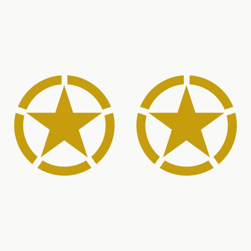 Autodomy Pack mit 2 Sticker Sterne | Militär Aufkleber Beständig gegen Regen und Sonne | Aufkleber für Auto 4x4 Offroad Geländewagen | Us Army Sticker (Gold, 10 cm) von AUTODOMY