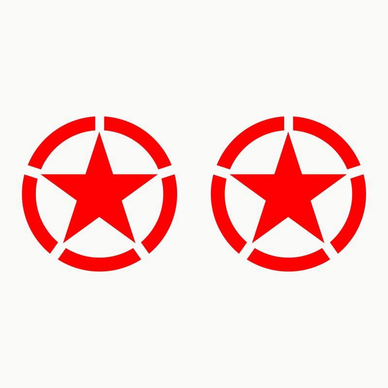 Autodomy Pack mit 2 Sticker Sterne | Militär Aufkleber Beständig gegen Regen und Sonne | Aufkleber für Auto 4x4 Offroad Geländewagen | Us Army Sticker (Rot, 25 cm) von AUTODOMY