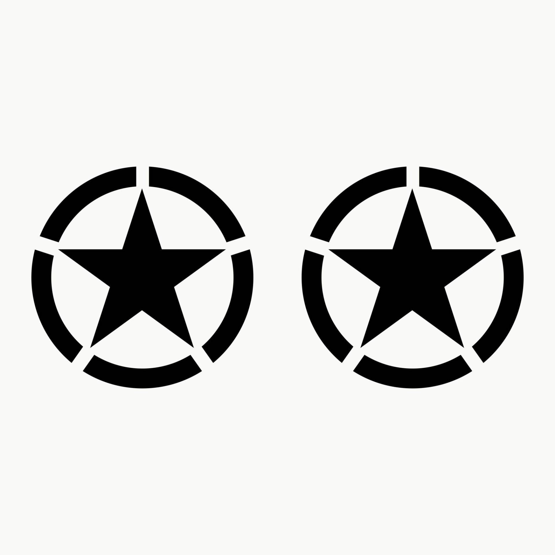Autodomy Pack mit 2 Sticker Sterne | Militär Aufkleber Beständig gegen Regen und Sonne | Aufkleber für Auto 4x4 Offroad Geländewagen | Us Army Sticker (Schwarz, 15 cm) von AUTODOMY