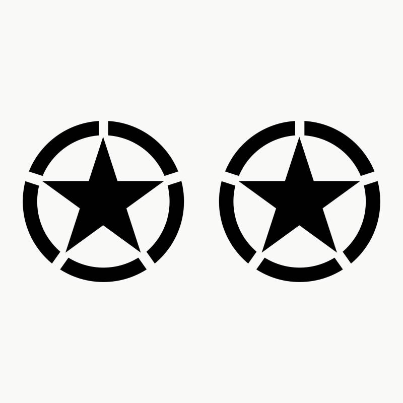 Autodomy Pack mit 2 Sticker Sterne | Militär Aufkleber Beständig gegen Regen und Sonne | Aufkleber für Auto 4x4 Offroad Geländewagen | Us Army Sticker (Schwarz, 15 cm) von AUTODOMY