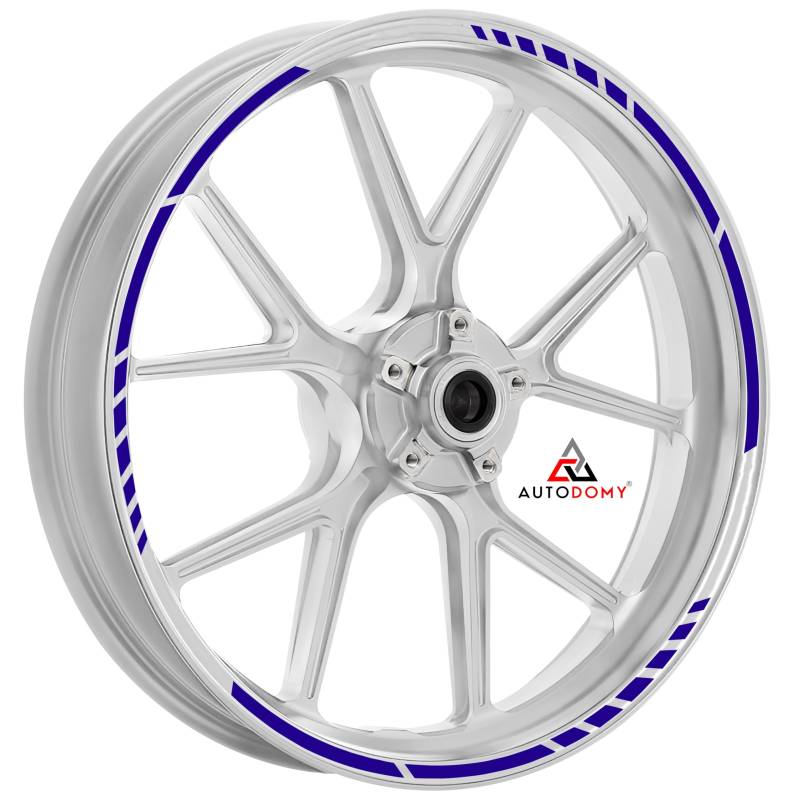 AUTODOMY Felgenrandaufkleber Komplettset für 2 Räder von 15" bis 19" Zoll Sport Design (Blau) von AUTODOMY