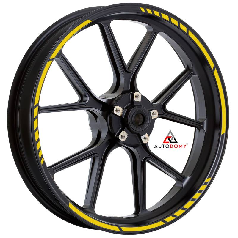Autodomy Felgenrandaufkleber Komplettset für 2 Räder von 15" bis 19" Zoll | Felgen Aufkleber Motorrad Sport Design Widerstandsfähig Gegen Regen und Sonne (Gelb) von AUTODOMY