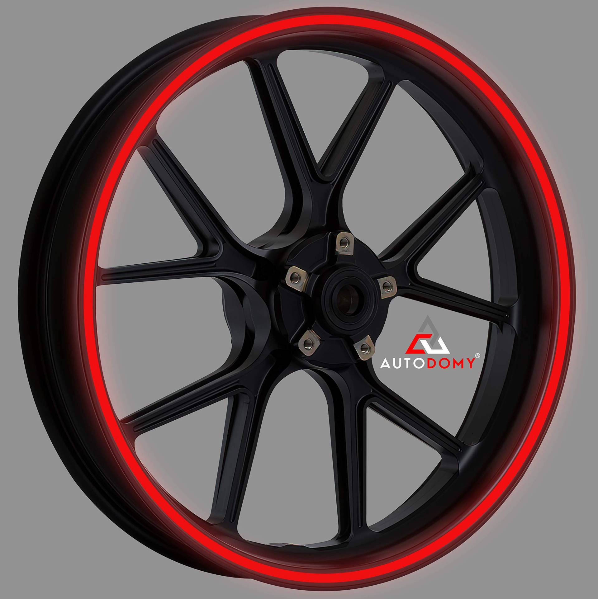 Autodomy Felgenrandaufkleber Reflektierend Komplettset für 2 Räder von 15" bis 19" Zoll Sport Design | Felgen Aufkleber Motorrad Tuning (Reflektierendes Rot, Breite 10 mm) von AUTODOMY