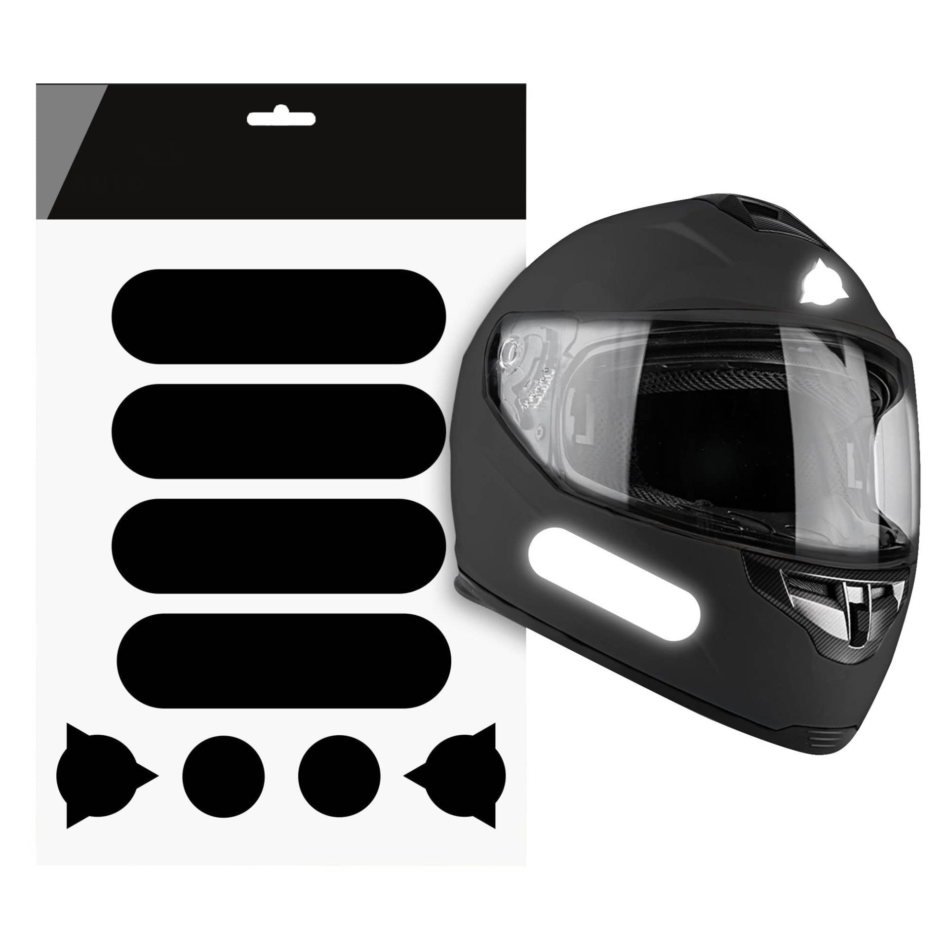 AUTODOMY Reflektierende Aufkleber für Motorradhelm - 8 Stück - Reflektoren Helm - Helmaufkleber Reflektierend - Motorradhelm Aufkleber - Motorrad Aufkleber - Racing Design (Schwarz Reflektierend) von AUTODOMY