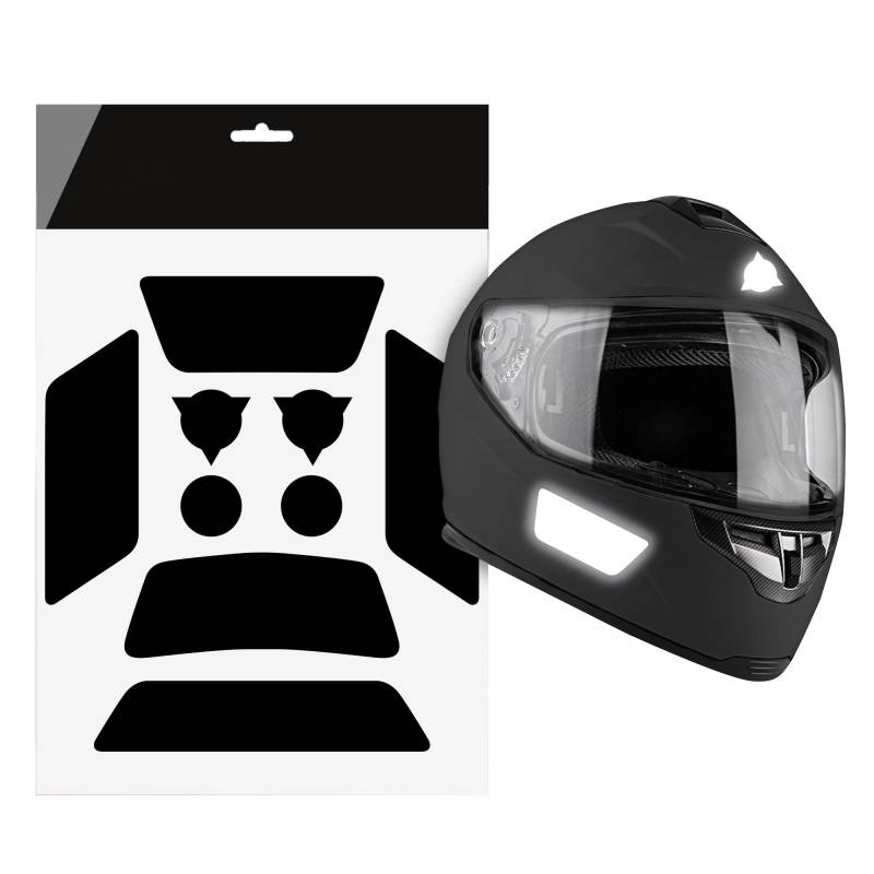 AUTODOMY Reflektierende Aufkleber für Motorradhelm - 9 Stück - Reflektoren Helm - Helmaufkleber Reflektierend - Motorradhelm Aufkleber - Motorrad Aufkleber - Sport Design (Schwarz Reflektierend) von AUTODOMY