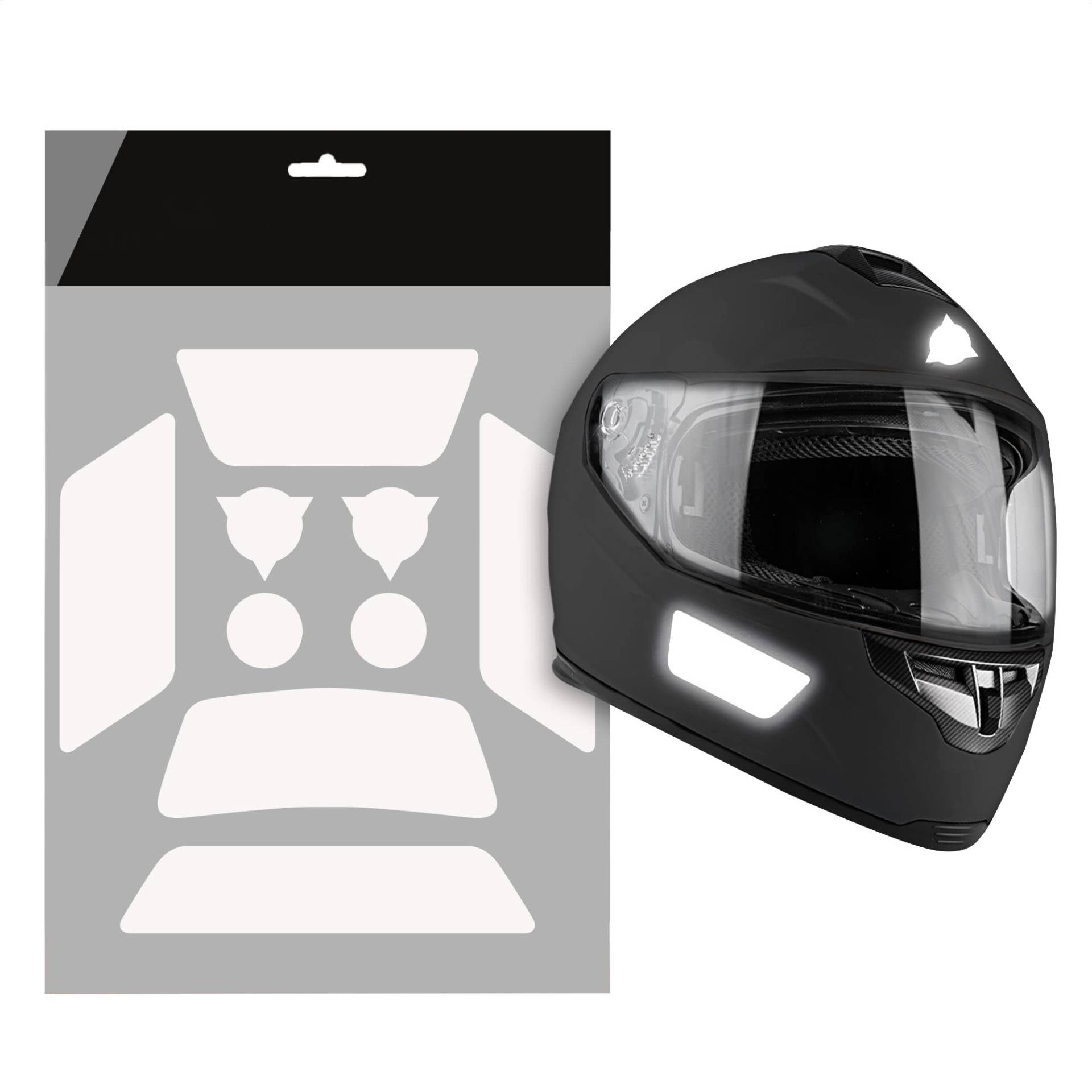 AUTODOMY Reflektierende Aufkleber für Motorradhelm - 9 Stück - Reflektoren Helm - Helmaufkleber Reflektierend - Motorradhelm Aufkleber - Motorrad Aufkleber - Sport Design (Weiß/Silber Reflektierend) von AUTODOMY