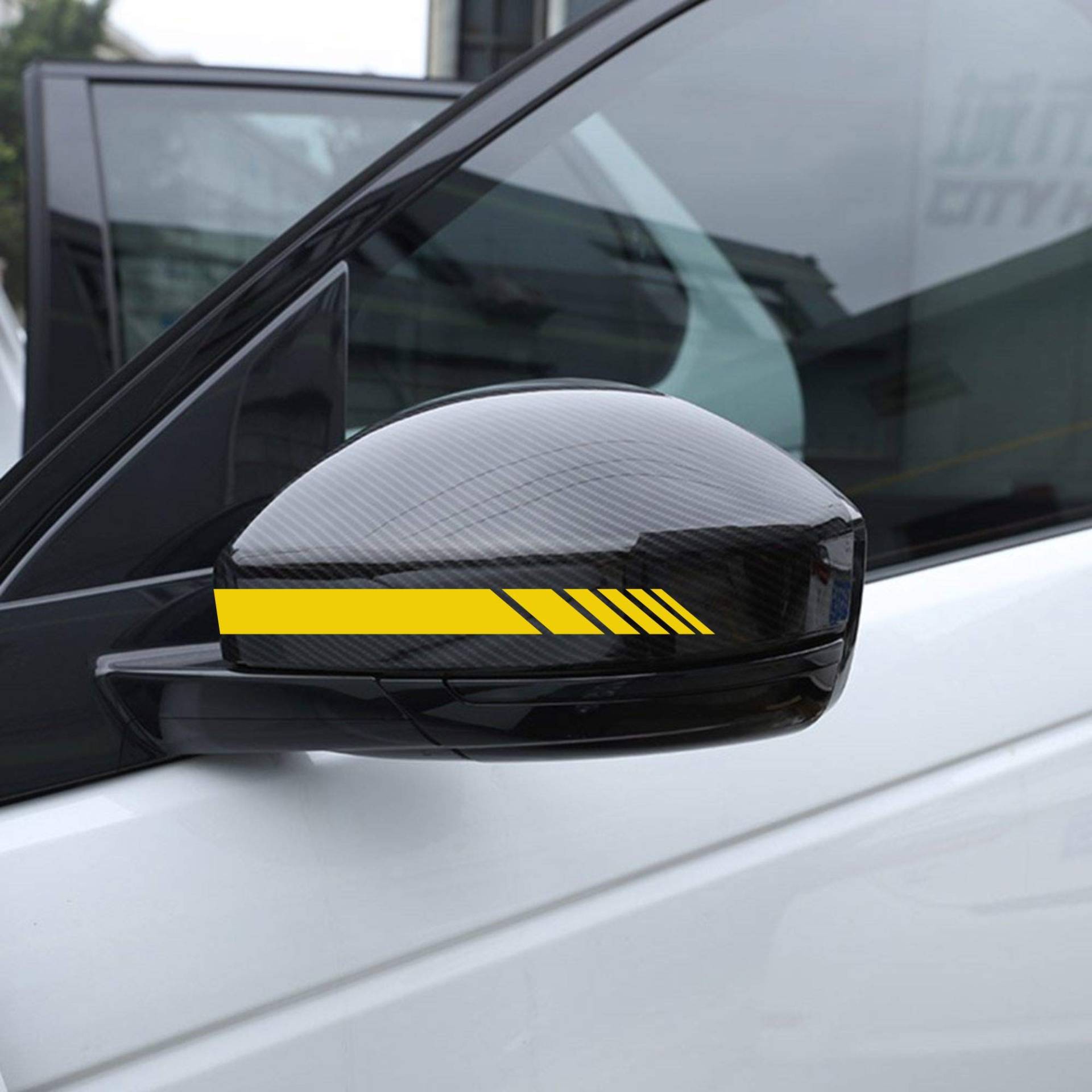 AUTODOMY Rückspiegel Aufkleber Auto mit Streifen Design Stripes Packet mit 6 Einheiten mit unterschiedlichen Breiten für das Auto (Gelb) von AUTODOMY