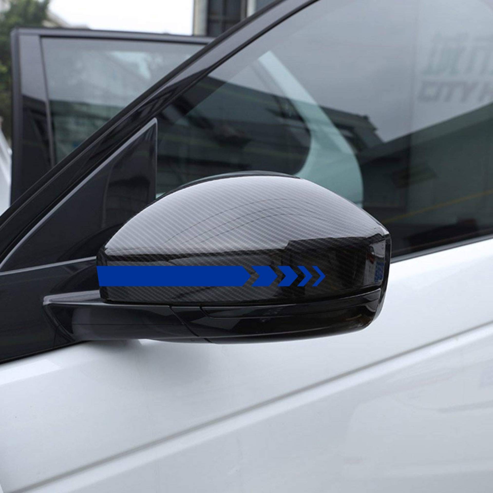 AUTODOMY Rückspiegel Aufkleber Auto mit Streifen Design Stripes Pfeile Packet mit 6 Einheiten mit unterschiedlichen Breiten für das Auto (Blau) von AUTODOMY