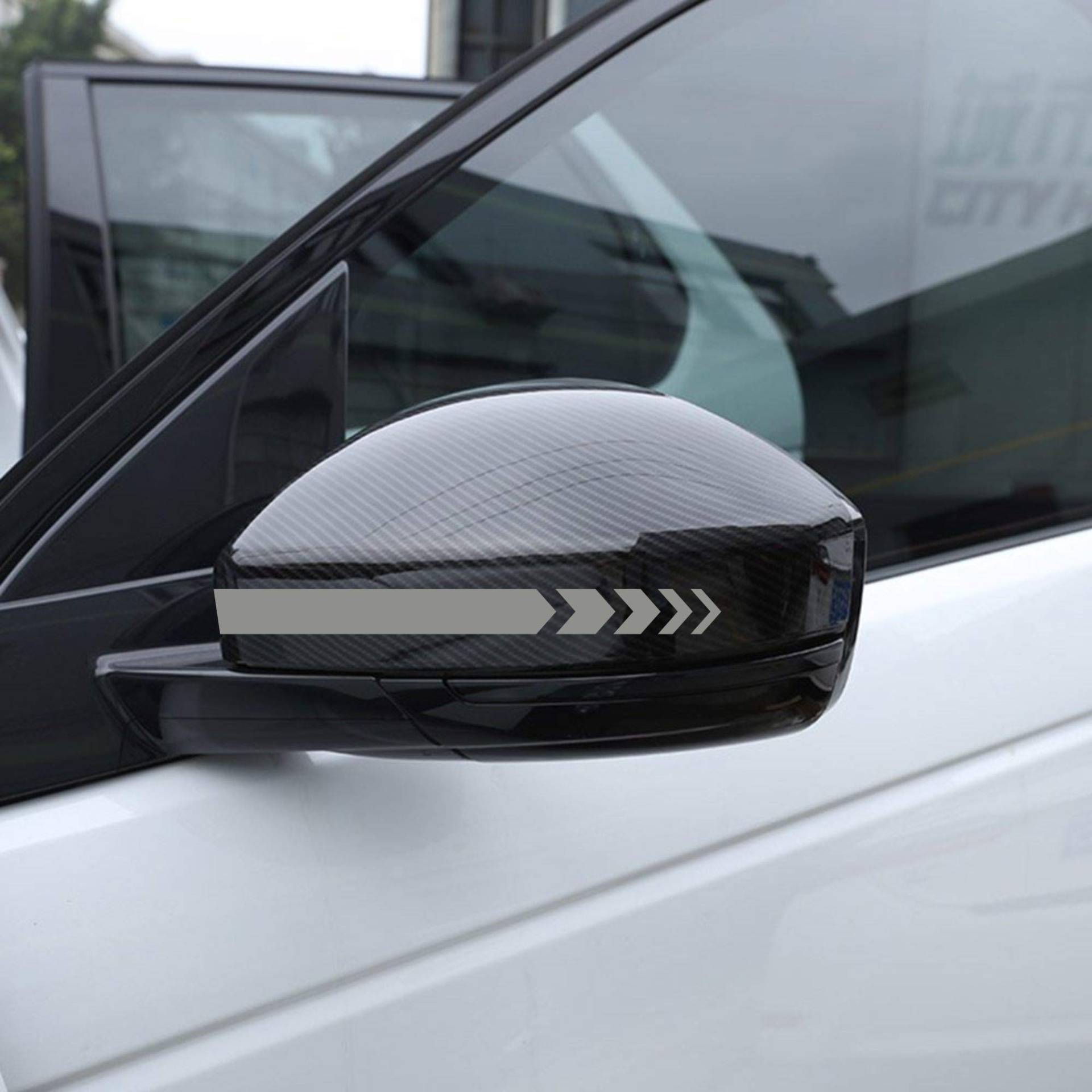 Autodomy Rückspiegel Aufkleber Auto mit Streifen Design Stripes Pfeile Packet mit 6 Einheiten mit unterschiedlichen Breiten für das Auto (Silber) von AUTODOMY
