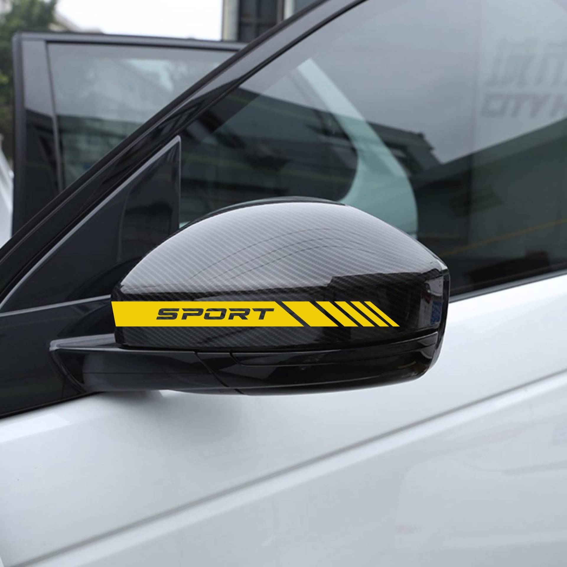 AUTODOMY Rückspiegel Aufkleber Stickers Auto mit Streifen Design Stripes Tuning Packet mit 6 Einheiten mit unterschiedlichen Breiten Sportdesign für das Auto (Gelb) von AUTODOMY