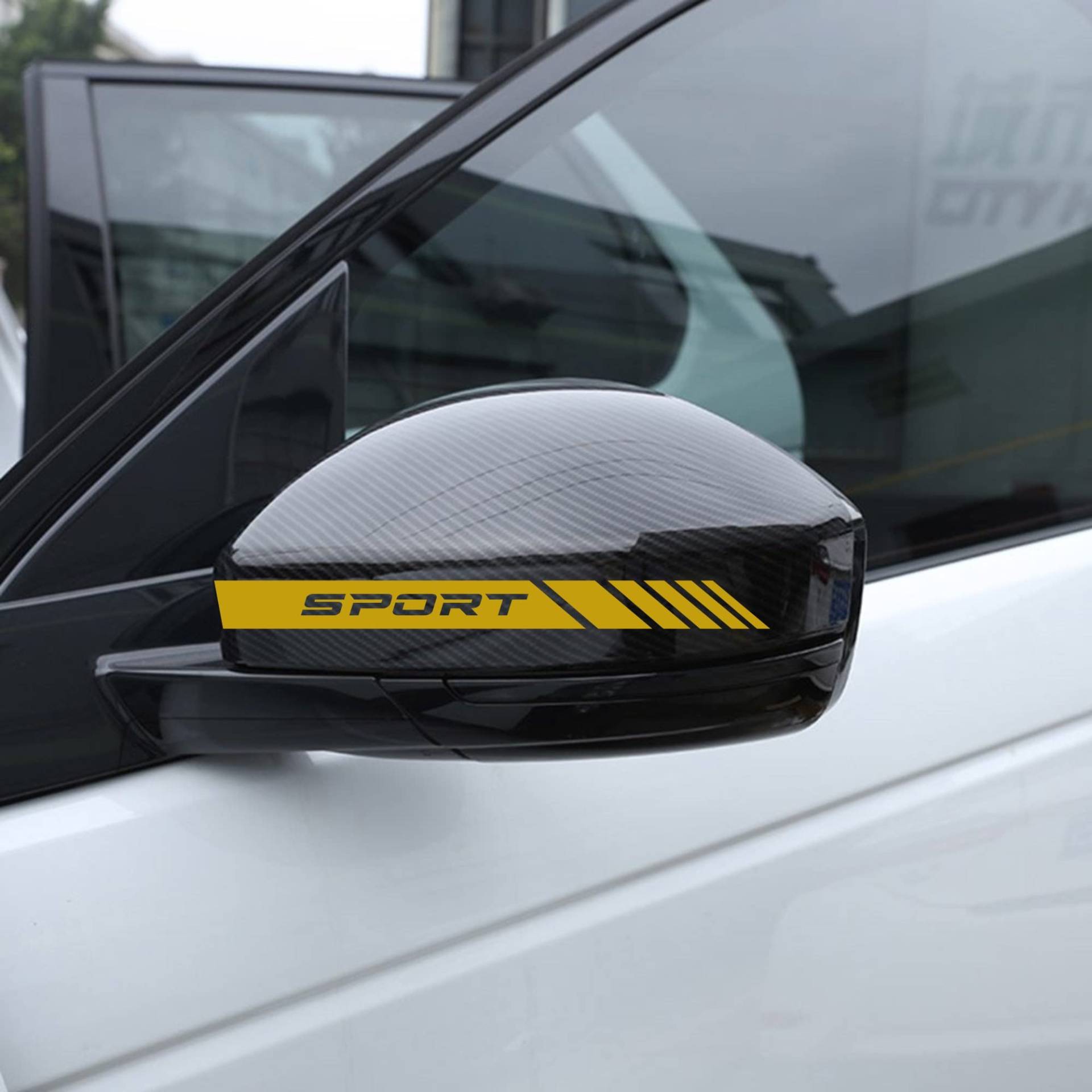 Autodomy Rückspiegel Aufkleber Stickers Auto mit Streifen Design Stripes Tuning 6 Stück mit Unterschiedlichen Breiten Sportdesign | Auto Tuning Aufkleber Streifen Gold von AUTODOMY