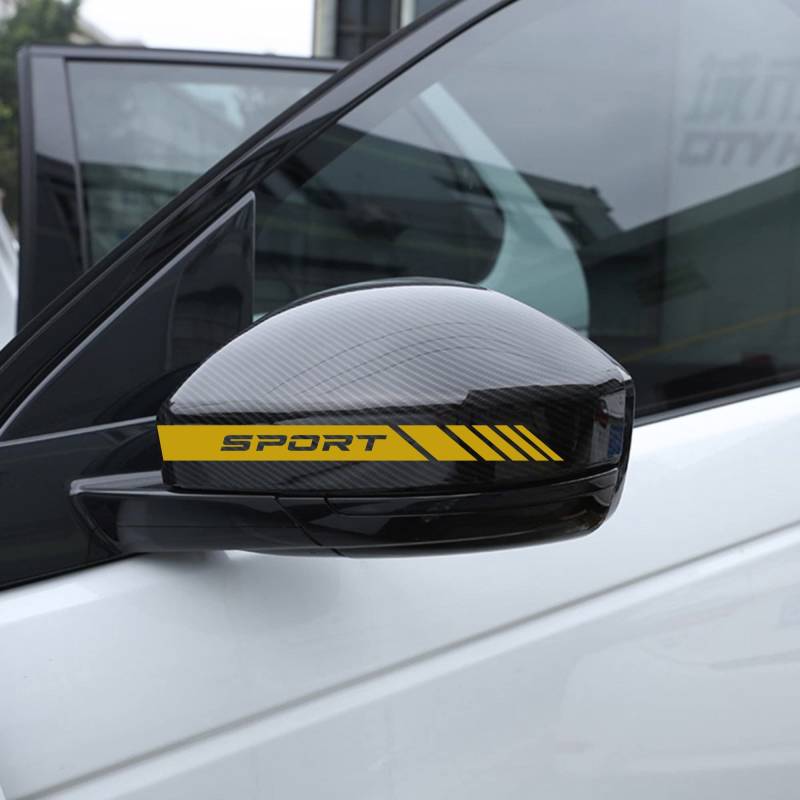 Autodomy Rückspiegel Aufkleber Stickers Auto mit Streifen Design Stripes Tuning 6 Stück mit Unterschiedlichen Breiten Sportdesign | Auto Tuning Aufkleber Streifen Gold von AUTODOMY