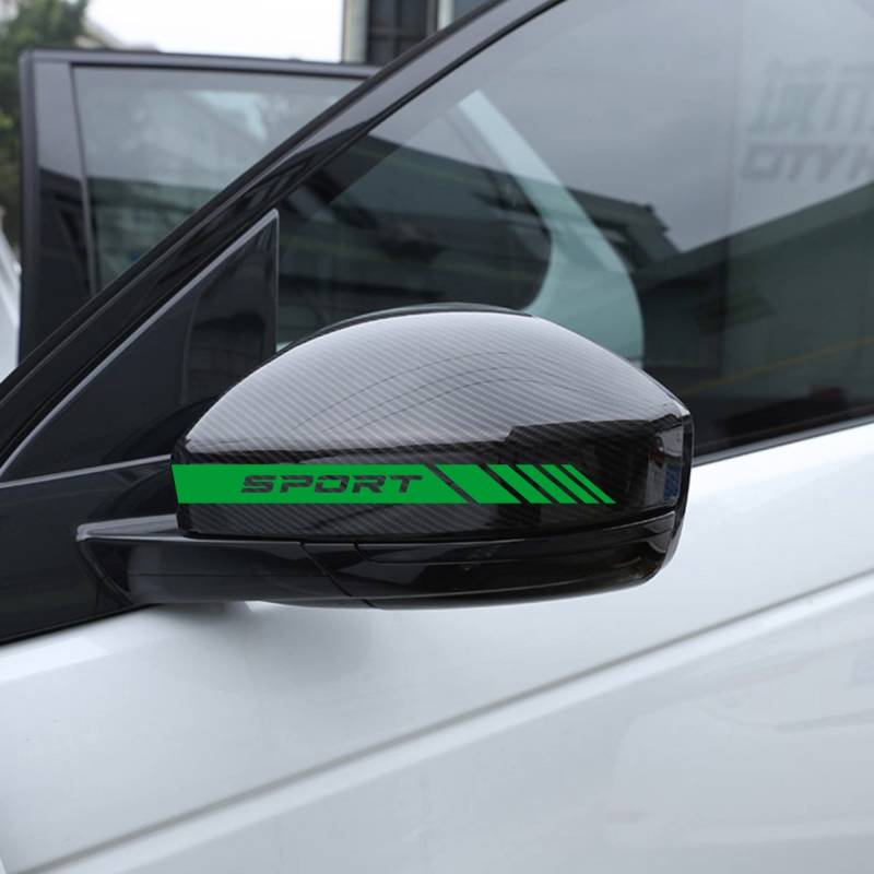 AUTODOMY Rückspiegel Aufkleber Stickers Auto mit Streifen Design Stripes Tuning Packet mit 6 Einheiten mit unterschiedlichen Breiten Sportdesign für das Auto (Grün) von AUTODOMY